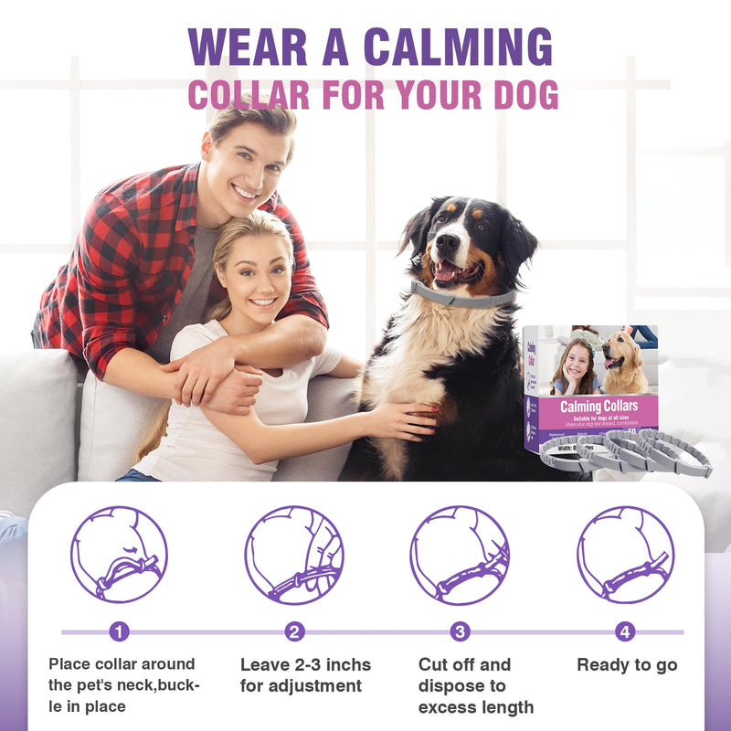 Calming Collar for Dogs 4 Packs Dog Pheromone Calm Collars Relief Anxiety Stress Separation Lasts 60 Days Relieve Bad Behavior 25 Inches Size Flexible Adjustable for All Small Medium and Large Dog Grey