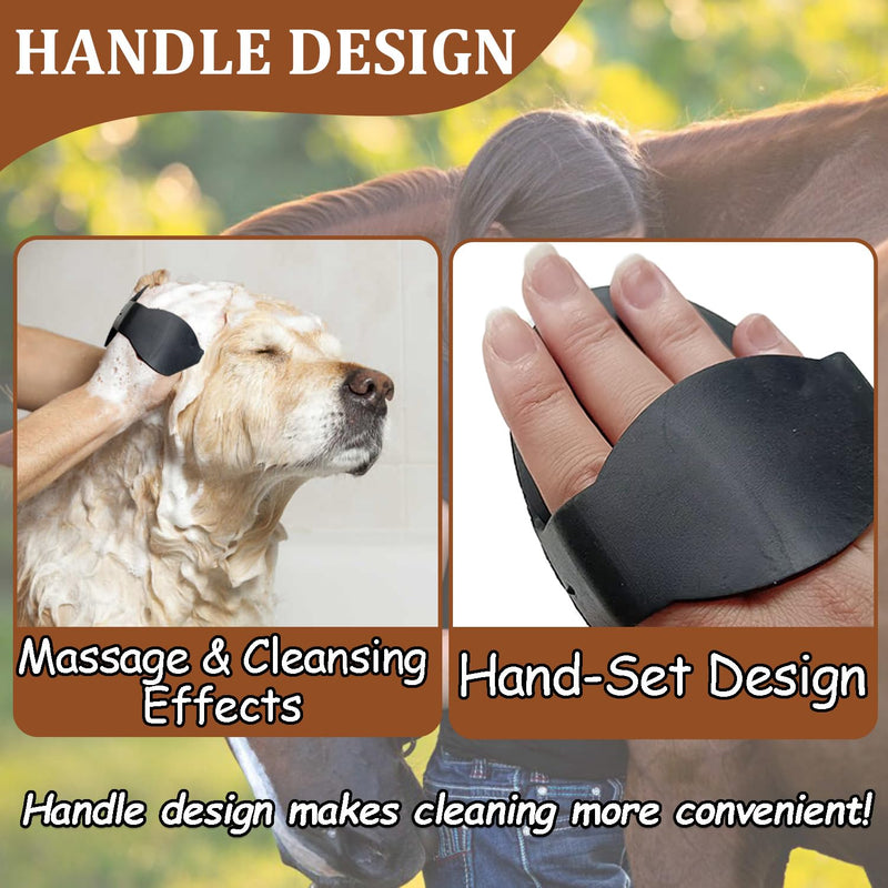 Rubber Curry Comb with Handle, Horse Grooming Brush & Shampoo Brush for Dogs, Cats & Horses, Shedding Curry Comb for Short & Long Hair, Pet Bathing & Shower Supplies Rubber Curry Comb - PawsPlanet Australia