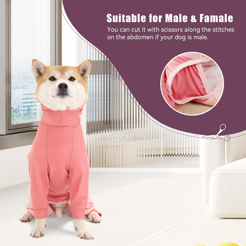 Dog Recovery Suit for Surgery Dog Onesie for Female and Male E-Collar Alternative Anti Shedding Pajamas Long Sleeve Claming Bodysuit Pink XL - PawsPlanet Australia