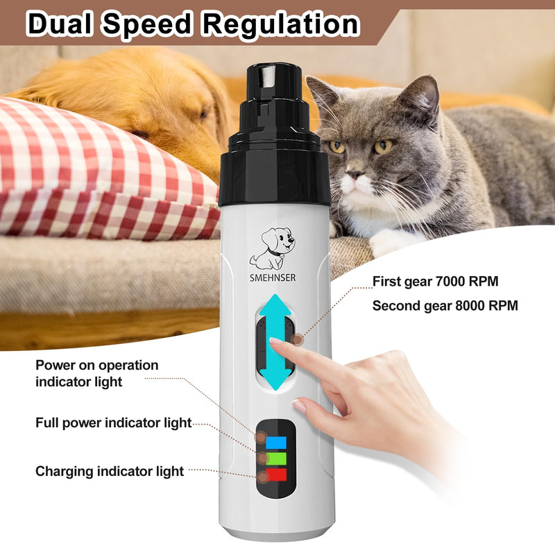 Quiet Dog Nail Grinder Upgraded, Silent Groom Pro Kit Electric Pet Trimmer, 2 Speeds Quiet Diamond Bit Nails Clippers File Trimmer,USB Rechargeable Claw Grinders for Dogs, Cat,Puppy