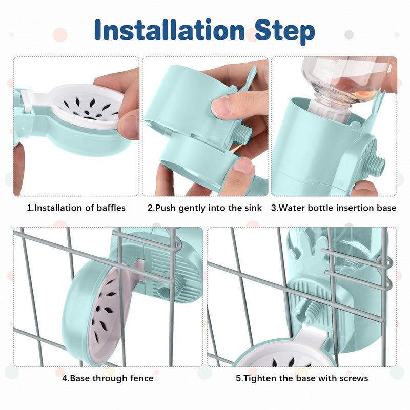 kathson Rabbit Water Dispenser for Cage 17 Oz Hanging Guinea Pig Water Bottle No Drip Gravity Automatic Bunny Water Bottle No Leak Small Animal Water Bottle for Chinchilla Ferret Hamster(Light Blue) Light Blue - PawsPlanet Australia