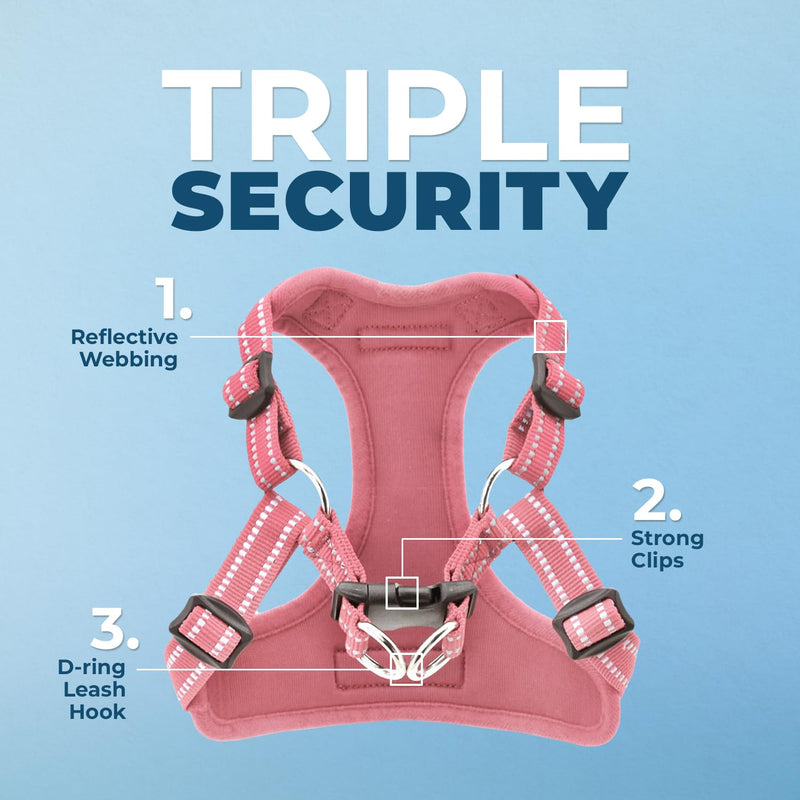 Best Pet Supplies Voyager Adjustable Step-in Flex Breathable Mesh Dog Harness for Small Medium Large Dogs Leash Set (Pink), S Harness Leash Set (Pink) - PawsPlanet Australia
