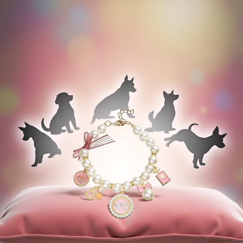 1Pc Pink Medium Dogs Pearl Collars Pet Pearl Dog Princess Bow Necklace Cute Collar Puppy Accessories Cat Jewelry Pearls Neck Strap for Dog Cat (M) Collars, Basic Dog Collars, Harnesses and Leashes - PawsPlanet Australia