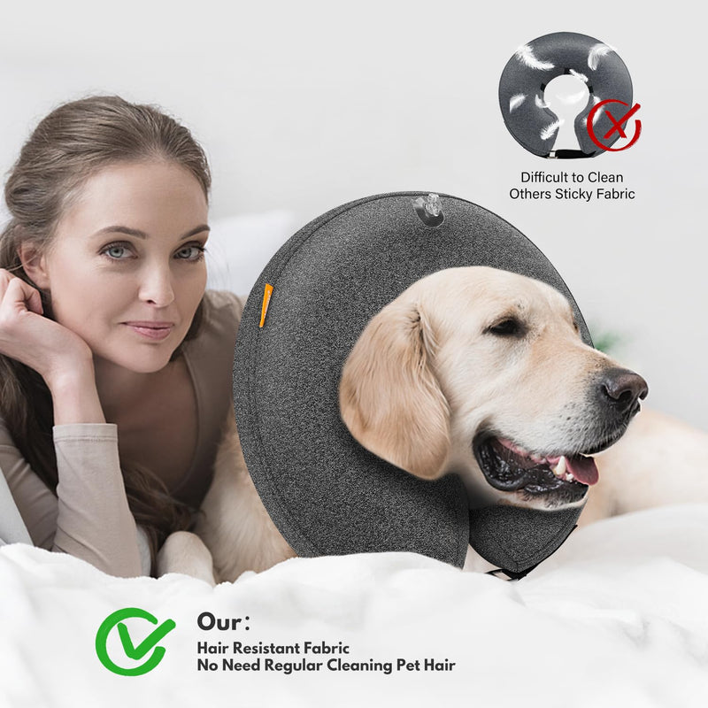 Dog Cones for Small Medium Large Dogs, Soft Cone for Dogs After Surgery Inflatable Dog Cone Alternative Recovery Donut Collar (Grey, XL-Neck:18"-24") XL-Neck:18"-24" Grey