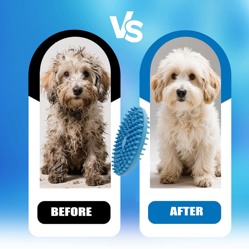 Lilpep Dog Brush - 2-in-1 Double Sided Bath & Massage Brush for Dogs, Pet Shampoo Scrubber, Gentle Hair Cleaning Tool, Soft Rubber Grooming Brush for Short/Long Haired Puppies - PawsPlanet Australia