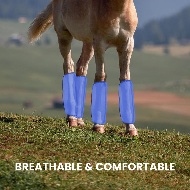 Mesh Fly Boots Horse Fly Boots Mesh Fly Wraps Leg Guard for Horse Set of 4 Blue