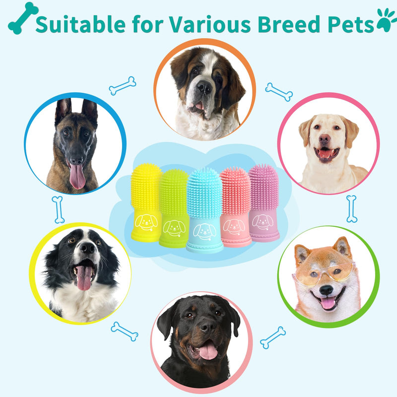 Dog Finger Toothbrush for Pet: Puppy Teeth Brushing Kit - Cat & Doggie Dental Cleaning Fingertip Fingerbrush Summer Soda-5pcs - PawsPlanet Australia