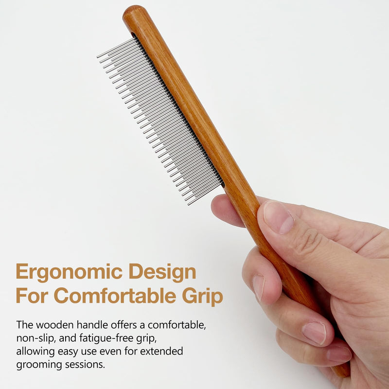 Solid Wood Pet Comb – Fine-Tooth Grooming Tool for Dogs, Cats, and Rabbits, Comfortable Grip and Safe for Skin