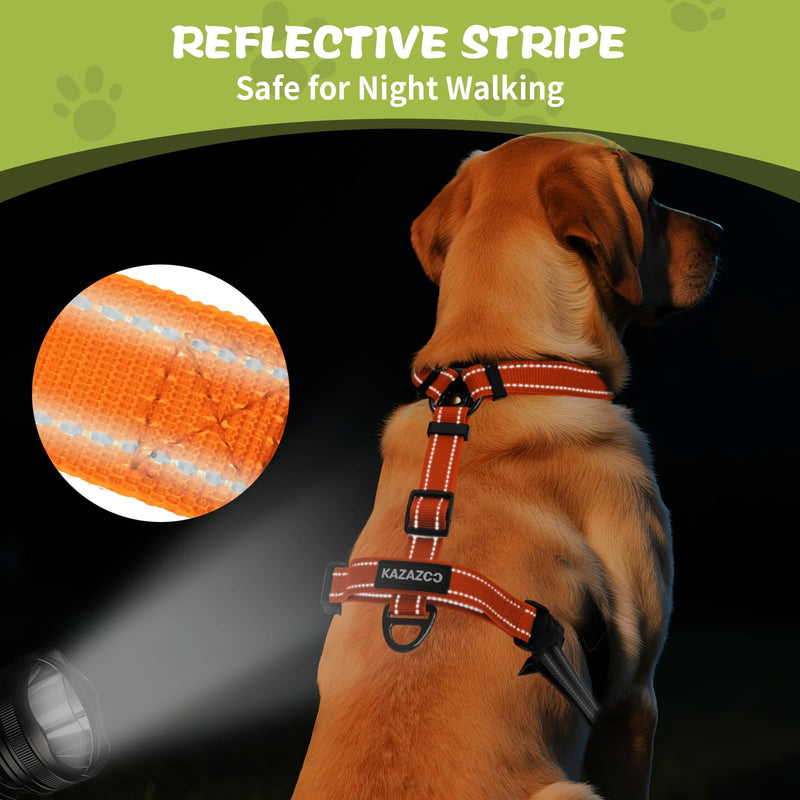 No-Pull Harness,Y-Shaped Design,Buckle-Neck Balance Harness with Reflective Stitching, Ideal for Dog Training and Night Walking, Padded Handle, Durable High-Tensile Nylon-Orange-M Orange M - PawsPlanet Australia