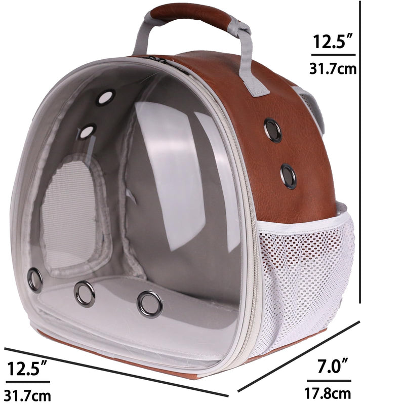 Bearded Dragon Carrier Backpack with Two Security Printing Harness with Leash Sets, Reptile Lizard Travel Bag to Carry and Transport Small Animal Kitten Bunny Guinea Pig to Vet(Brown, PU Leather) Brown - PawsPlanet Australia