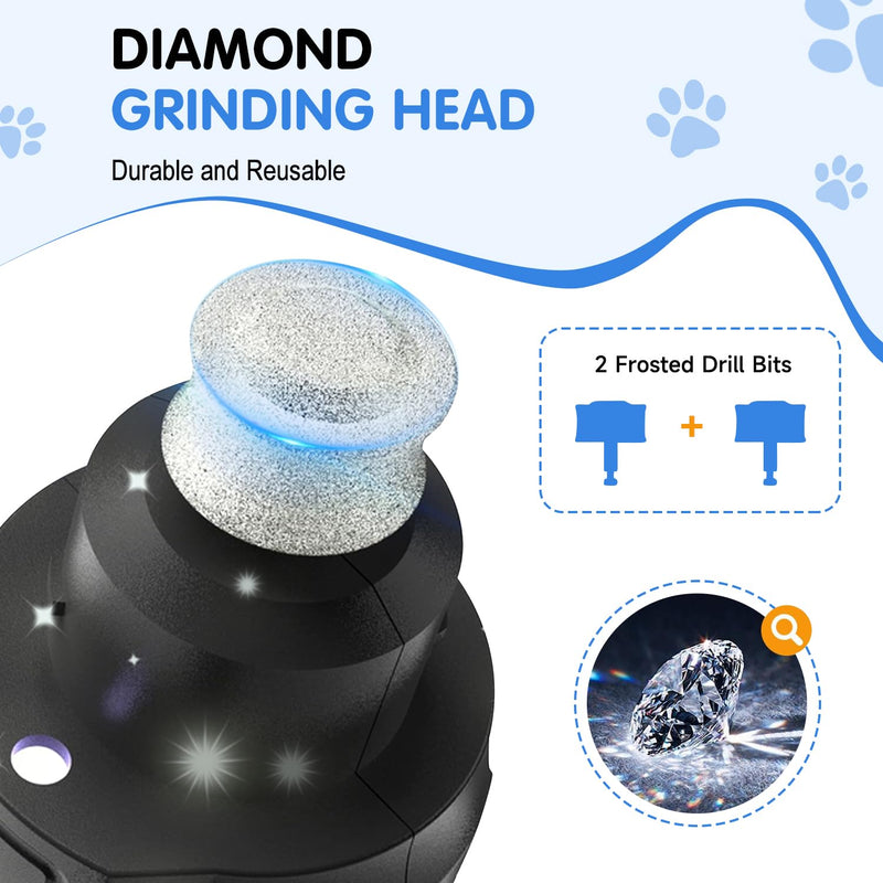 OWill Dog Nail Grinders with Nail Clippers,Professional Dog Claw Grinder Electric Dog Nail Trimmer with LED Light,Rechargeable Nail Clippers Silent for Large Medium Small Dogs