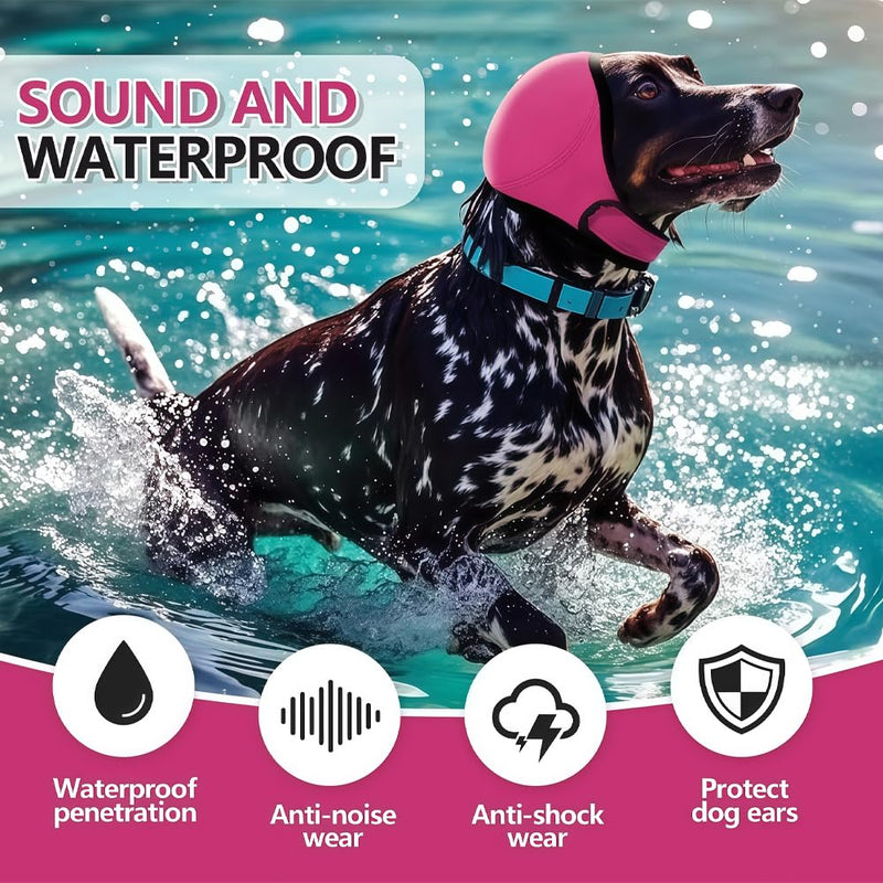 Dog Ear Defenders,QIANSSE Dog Ear Protectors Adjustable Dog Ear Covers for Noise ProtectionDuring Bathing Grooming Thunder Fireworks(M)