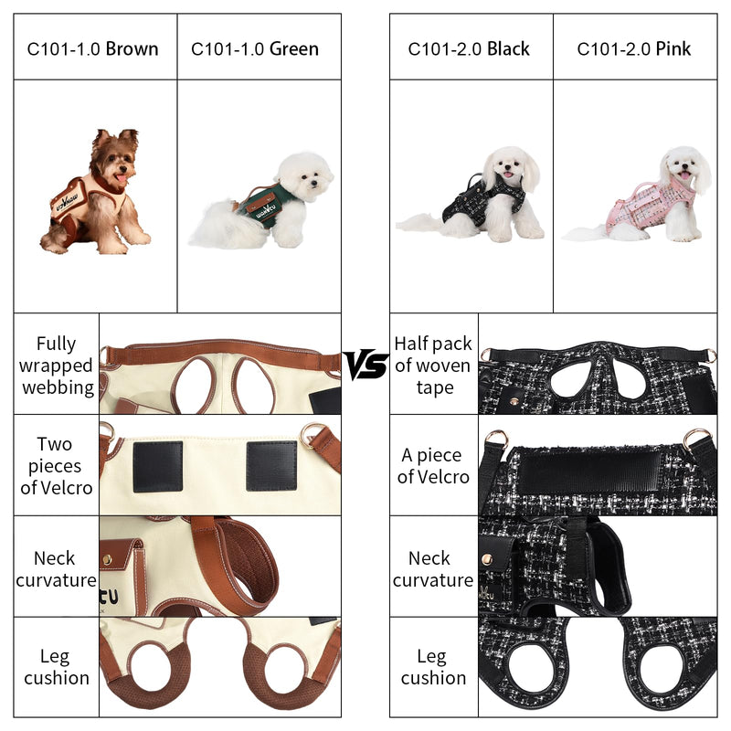 Dog Lift Harness Dog Carrier Dog VES Harness Adjustable Dog Leash with Small Puppy Treat Bag?Pink,XS? X-Small(2-5 LBS) 2.0 Pink - PawsPlanet Australia