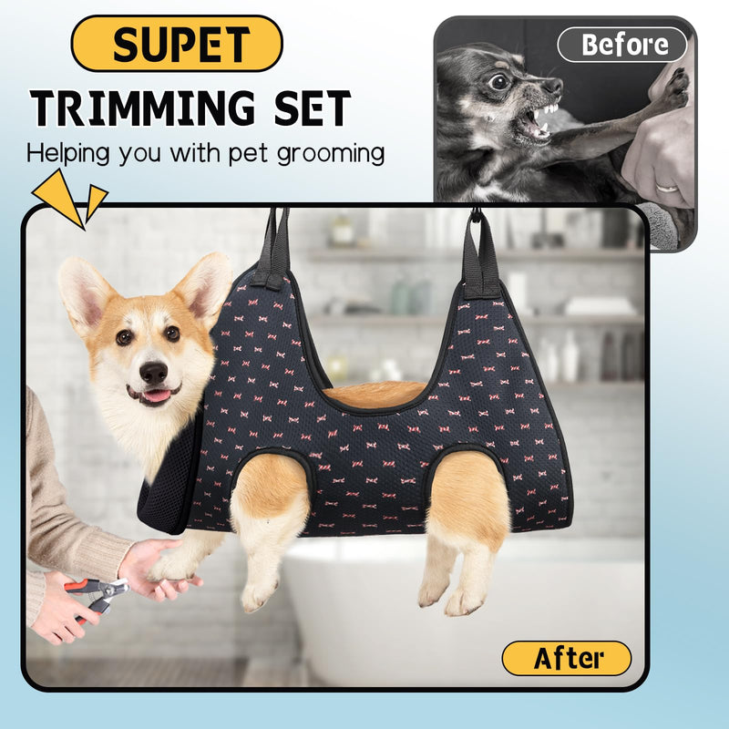 Supet Dog Grooming Hammock Harness for Dogs Cats, Relaxation Pet Nail Clipper Hammock, Restraint Dog & Large Animal Leashes Sling for Groomingk for Nail Trimming (Black Currant, L) - PawsPlanet Australia