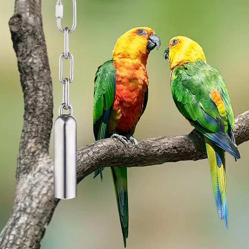 LWINGFLYER Stainless Steel Bird Bell Toy for Large Parrots – Hanging Bird Cage Toy with Quick-Link Clip, Durable & Easy-Clean Parrot Toys for Macaws, Cockatoos, African Greys - PawsPlanet Australia