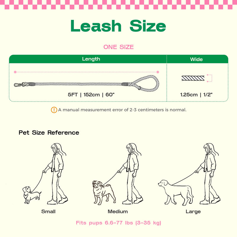 Natural Cotton Dog Leash, 6 FT Heavy Duty Rope Leash with Comfortable Handle, Durable Dog Lead for Walking and Training-Sky Breeze Sky Breeze - PawsPlanet Australia