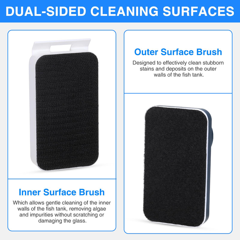 Aquarium Strong Magnetic Glass Cleaner Brush, Fish Tank Algae Magnet Cleaning Tool with 2 Detachable Scrapers, Mag Float Scrubber for 0.2 Inch Glass and Acrylic Tanks Small - PawsPlanet Australia