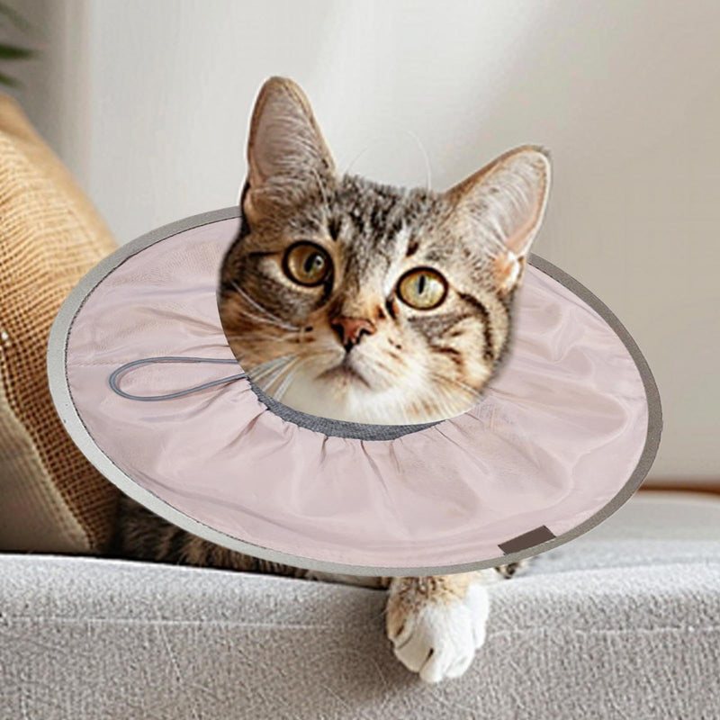 Soft cat cone, dog recovery collar, adjustable recovery collar for cats | Adjustable cat collar to prevent wound licking, lightweight cat cone collar, soft, light pink, size M