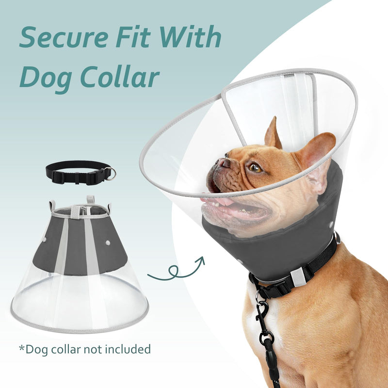 Dog Cone Collar with Snap-on Detachable Soft Liner, Lightweight Transparent Elizabethan Alternative to Stop Licking, for Spay Neuter Surgery Recovery, for Medium Large Small Dogs (Black,M) Black M