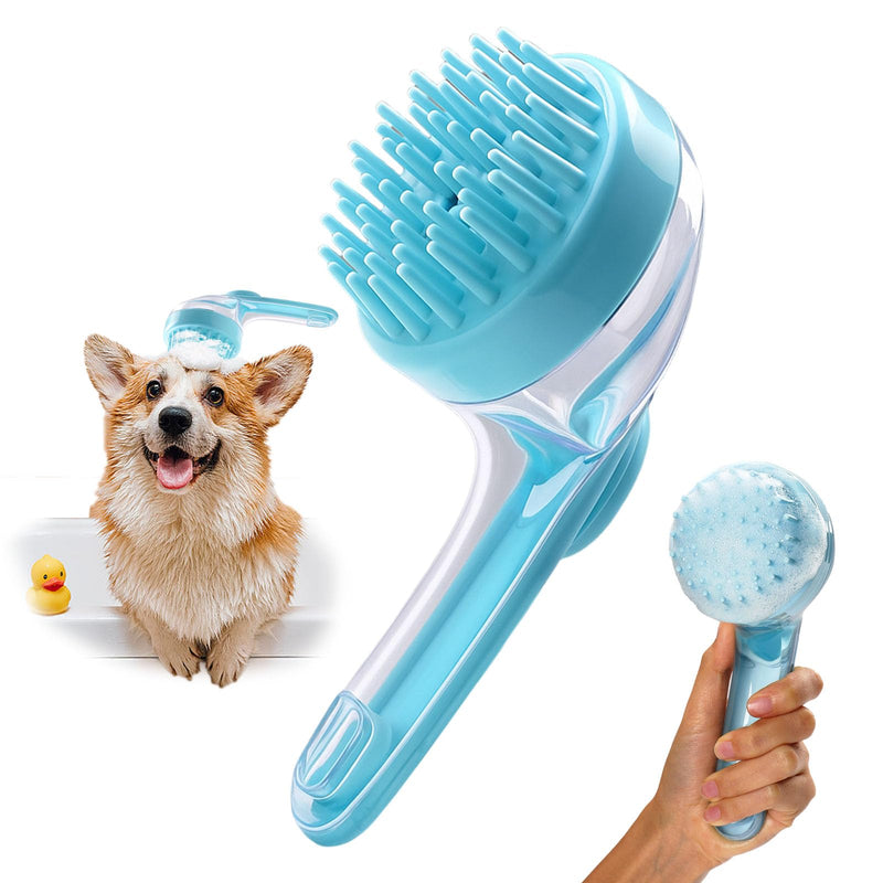 Dog Bath Brush, 2025 New 2 in 1 Dog Shampoo Brush Bubble Maker, Soft Silicone Dogs Scrubber for Bathing with Soap Dispenser, Pet Grooming Massage Brushes for Washing Long Short Hair for Dogs,Cats,Pets Blue - PawsPlanet Australia