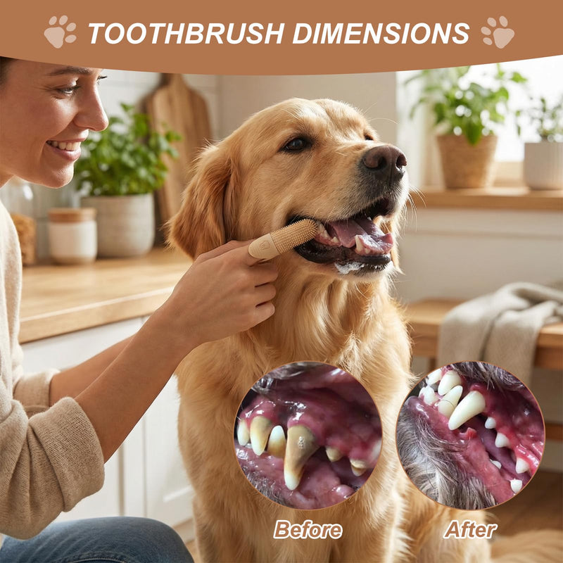 MINGBOLIN 4-Piece Toothbrush for Pets Set, Silicone Dog Toothbrush + Finger Toothbrush for Dogs & Cats - Gentle Toothbrush Dog for Plaque Removal, Oral Hygiene