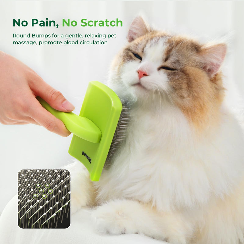 pecute Slicker Dog Brushes for Grooming, Dog Brush for Cockapoo, Cavapoo, Ergonomic Cat Grooming Brush with 15mm Rounded Pins to Detangle Knots, Remove Loose Hair, Soft Pad for Sensitive Pet Skin, S Small