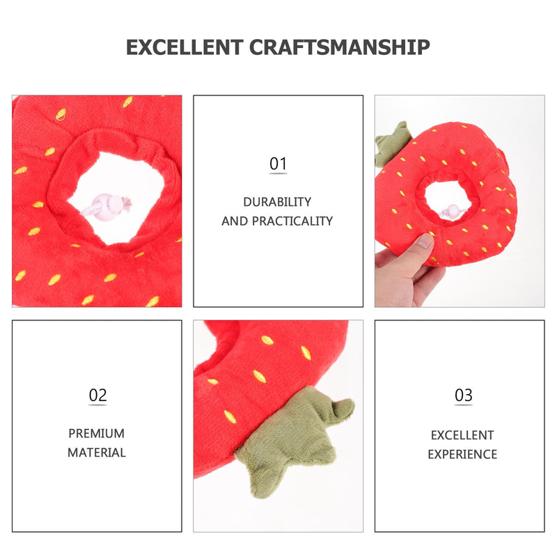 Garneck Funny Fruit-Shaped Cat Collar Made of Plush Material, Soft Anti-Lick Collar for Cats During Recovery and Decorative Pet Collar in Red