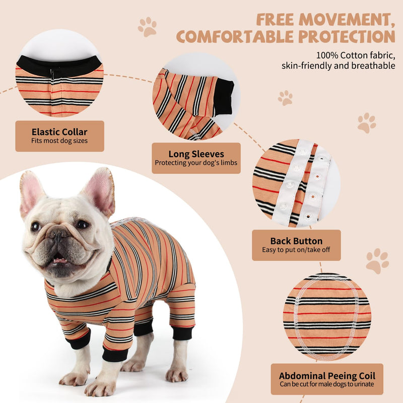 Dog Onesie for After Surgery Recovery Suit Pet Surgical Suit for Female Male Cone E-Collar Alternatives After Spay Abdominal Wounds Protector Dog Anti-Licking Onesie for Small Medium Dogs Brown - PawsPlanet Australia