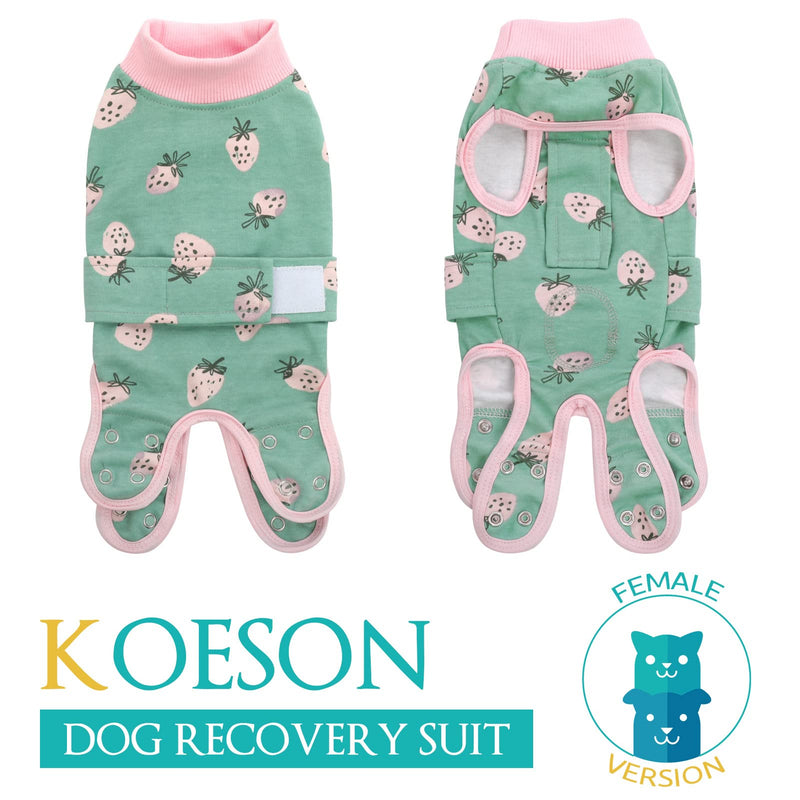 KOESON Dog Recovery Suit, Surgery Recovery Suit for Female Dogs Spayed Dog Cone Alternative After Surgery, Dog Post Surgery Suit Anti Licking & Biting Surgical Shirt with Pee Hole X-Small Strawberry