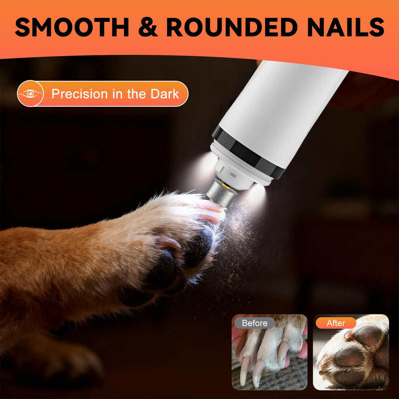 Silent Groom Pro Nail Grinder for Dogs - Quiet Dog Nail Grinder with LED Light, 3-Speed Cordless, 2000mAh Battery & 2 Grinding Heads for Safe Trimming of Small, Medium, Large Dogs and Cats - PawsPlanet Australia