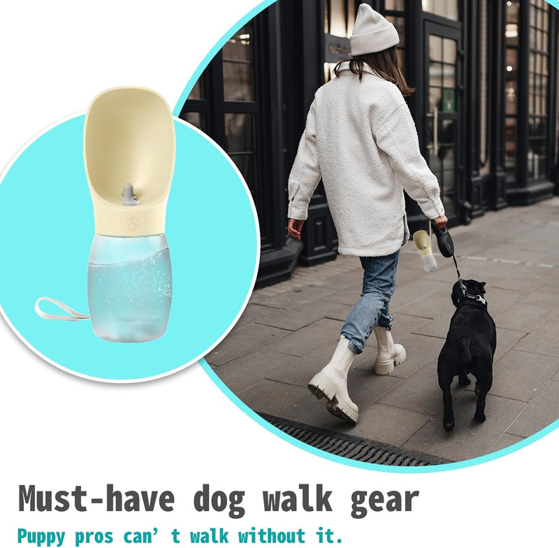 Portable Dog Water Bottle, 12 oz, Leak-Proof Travel Pet Dispenser, Teal,Puppy Water Dispenser with Drinking Feeder for Travel (Yellow, Small) Yellow - PawsPlanet Australia