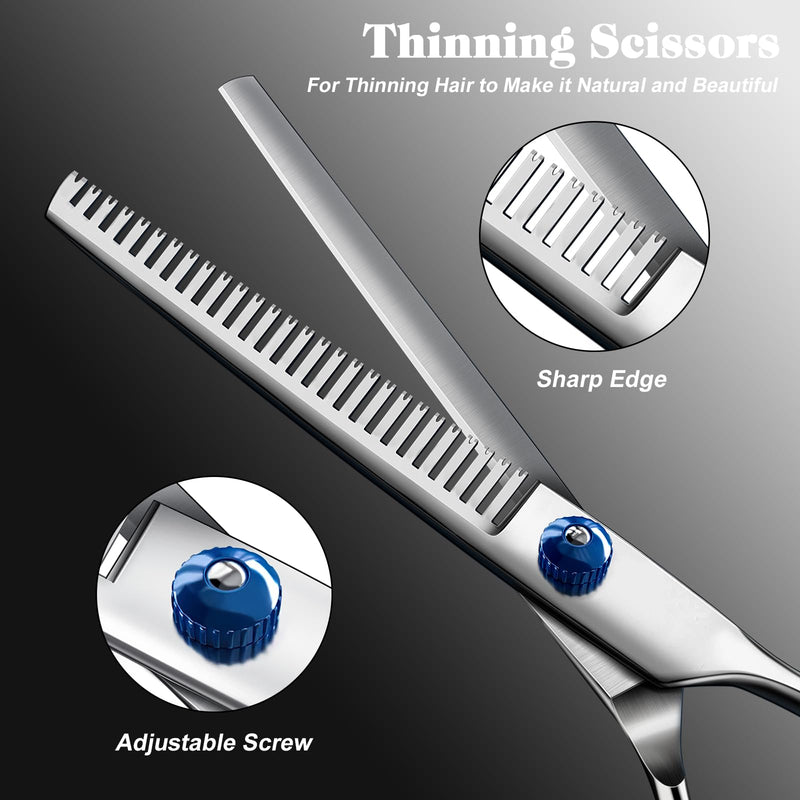 Professional 4 in 1 Dog & Cat Grooming Scissors Kit with Safety Round Tips,Sharp & Durable,Dog Shears for Grooming - Includes Straight, Curved, Thinning Scissors and Comb - Premium Pet Supplies - PawsPlanet Australia