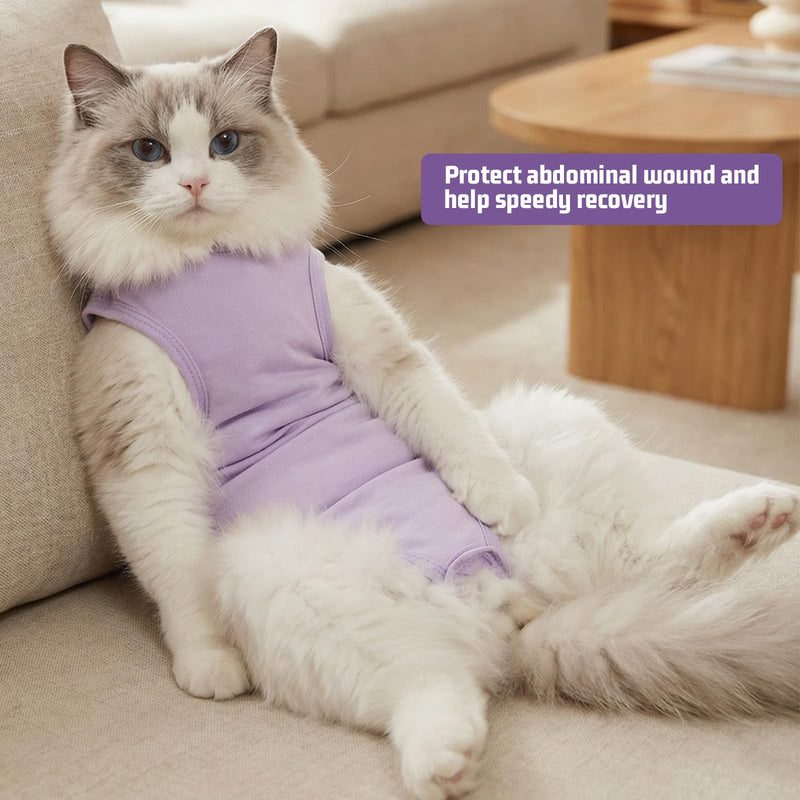 Cat Recovery Suit - Soft and Breathable Cat Onesie for Neuter Surgical, Abdominal Wounds or Skin Diseases, Cats Surgery Suit Cone of Shame Alternative Anti Licking