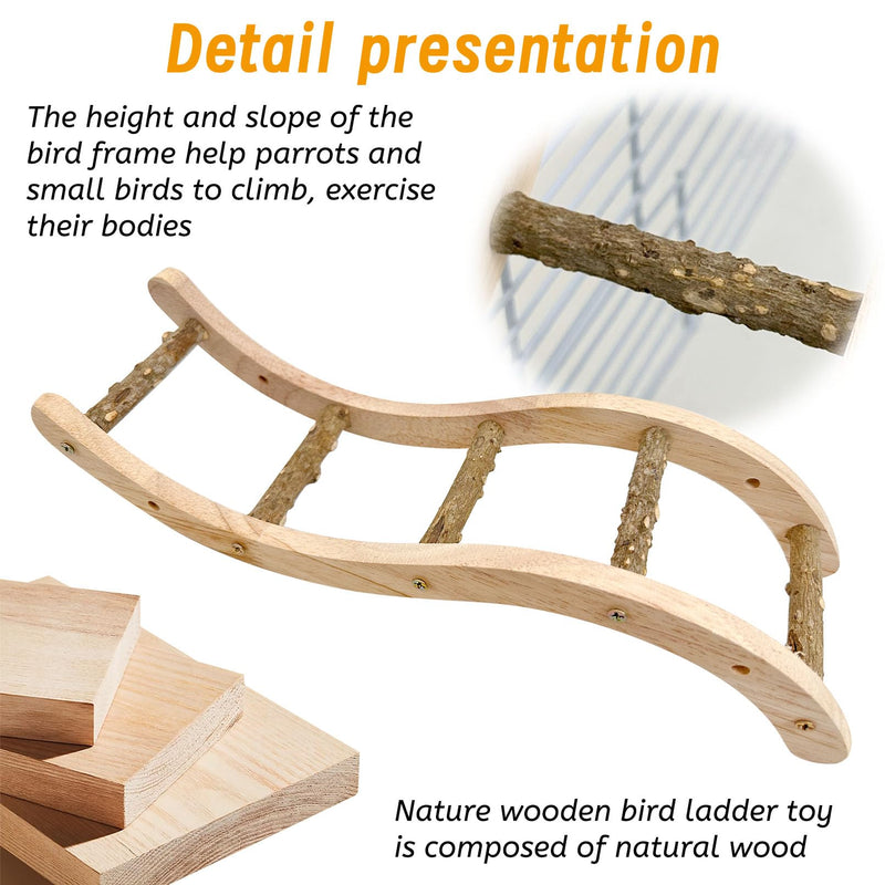Hamiledyi Nature Wooden Bird Ladder Pet Parrots Climb Bridge Exercise Stands for Parakeet Climbing Chewing Bridge Bird Cage Accessories for Cockatiel Parakeet Lovebirds Budgie Style 3 - PawsPlanet Australia