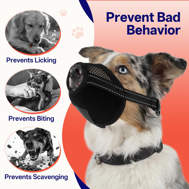 2 Pack Dog Muzzle for Large Dogs, Soft Air Mesh Breathable Muzzle Allows Panting Drinking, Adjustable Pet Muzzles with Upgraded Buckle to Prevent Biting Barking for Walks, Grooming, Black, XL Black-2pcs X-Large - PawsPlanet Australia