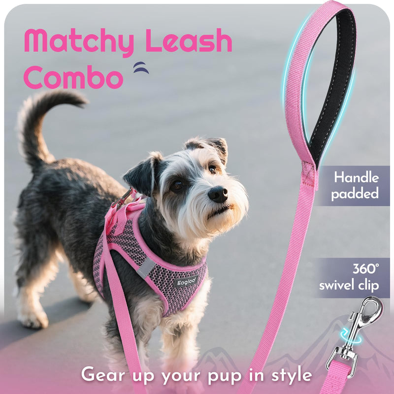 Eagloo Small Dog Harness and Leash Set, Step in Puppy Vest with Breathable Soft Mesh, Walking Reflective Pet Harness for Small Dogs, Pink, S S(Chest:15.1"-16.5") - PawsPlanet Australia