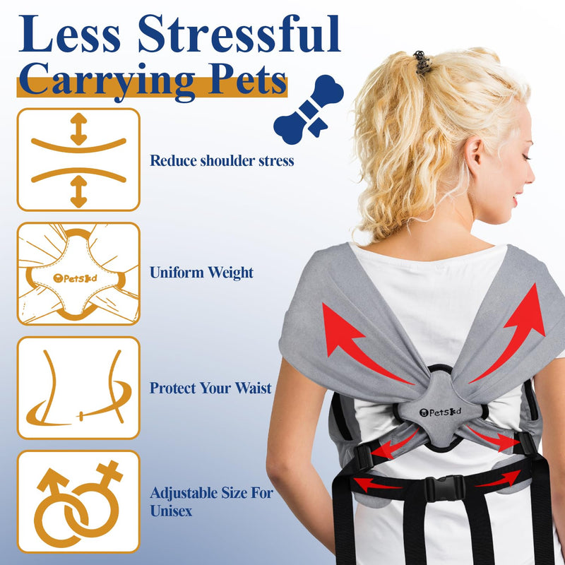 Petskd Dog Carrier Sling for Small Pet 5-15 LBS, Hands Free Front Facing Cat Sling Chest Carrier with Bottom Mat and Adjustable Strap for Pets Anti-Anxiety, Walk, Vet - PawsPlanet Australia