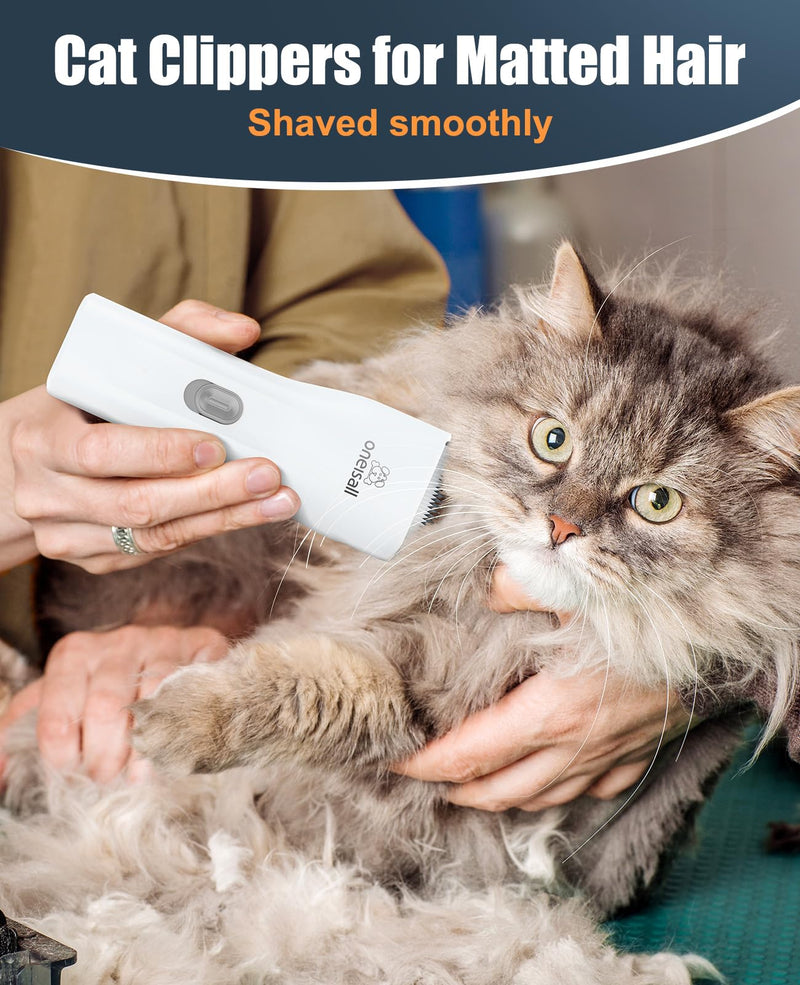 oneisall Pet Clipper for Cat Matted Hair, Pet Shaver for Cats Quiet Pet Hair Clippers Cordless Cat Clippers for Matted Hair Cat Clippers for Long Hair Standard White - PawsPlanet Australia
