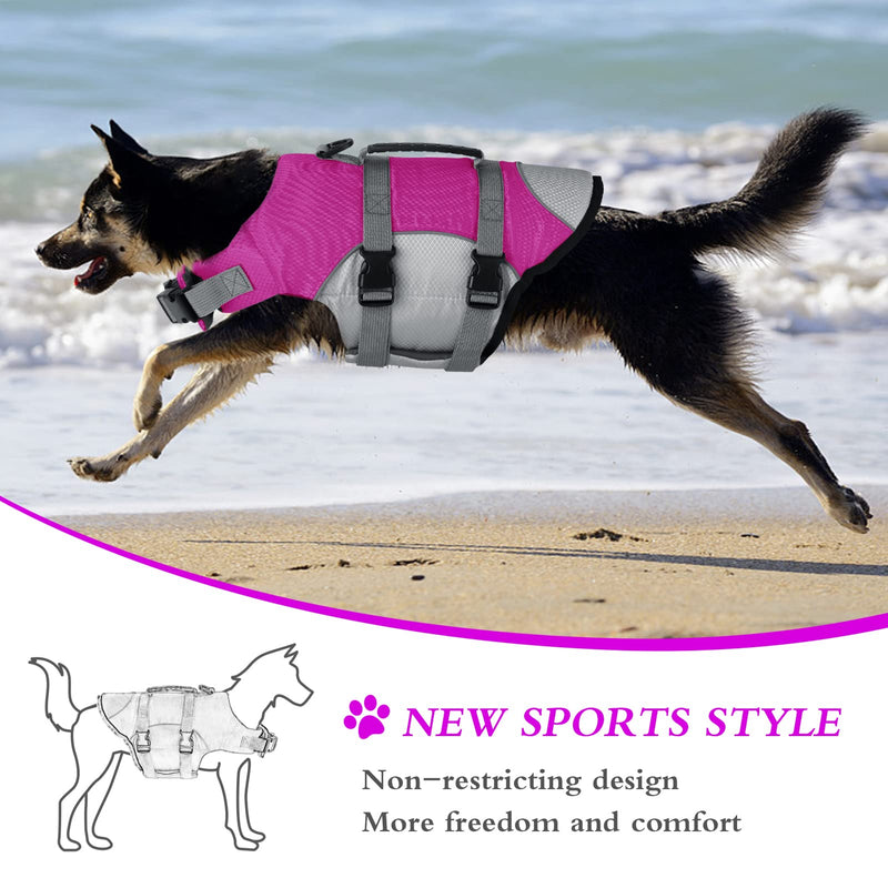 Dogcheer Sports Style Dog Life Jacket, Reflective Adjustable Dog Safety Life Vest for Swimming Boating, Puppy Floatation Float Vest Pet PFD with Enhanced Buoyancy for Small Medium Large Dogs XS(Chest Girth 11.8"-16") Pink