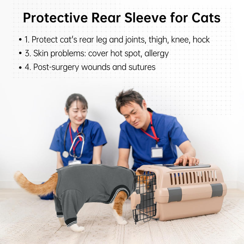 Cat Recovery Suit for Hind Legs, Cat Surgical Spay Suit with Leg Sleeves to Stop Licking, Wound Cover Abdomen Kitten Onesie, E-Collar Alternative, for Spay and Skin Diseases Gray M Grey Medium