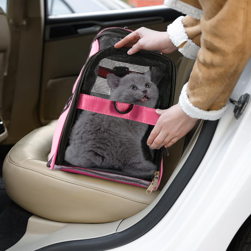 Sweetude 4 Pcs Cat Carrier Soft-Sided Pet Carrying Bag for Cat Under 13 Lbs, 16.9 x 11x 7.5 Inch, Portable Foldable Comfortable Bag for Small Pet Travel(Rose Red, Blue) Rose Red, Blue - PawsPlanet Australia