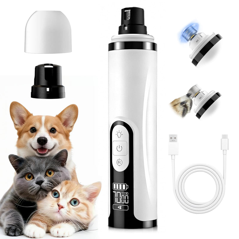 Upgraded 2026 3-Speed Dog Nail Grinder,Ultra-Quiet Rechargeable USB Trimmer with LED Lights & Battery Display –Painless Grooming for Dogs &Cats with Thick Nails &Sensitive Paws for Small to Large Pets - PawsPlanet Australia
