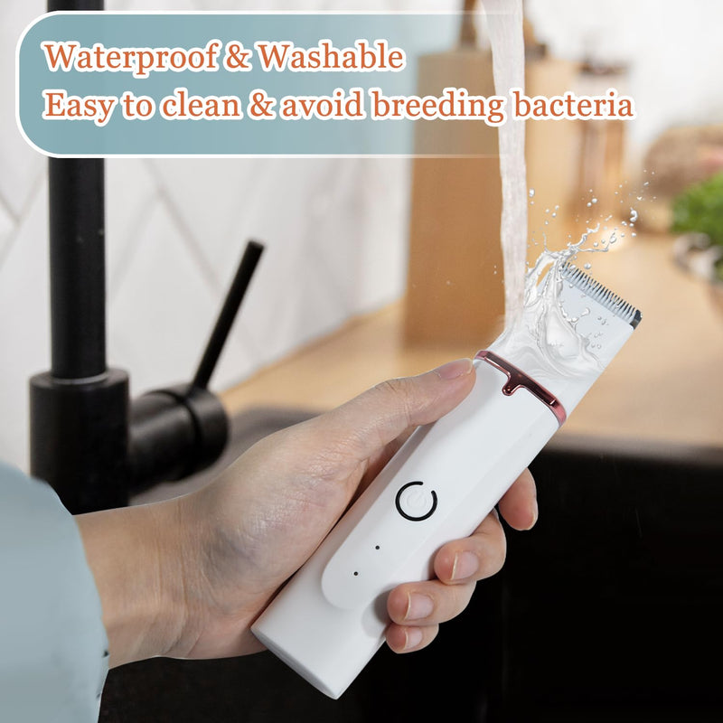 Dog Grooming Clippers, Upgrade Waterproof Cordless Low Noise 4-in-1 Cat Trimmer for Grooming, Rechargeable USB Dog Paw Trimmer - Includes 4 Guide Combs Preferred White - PawsPlanet Australia