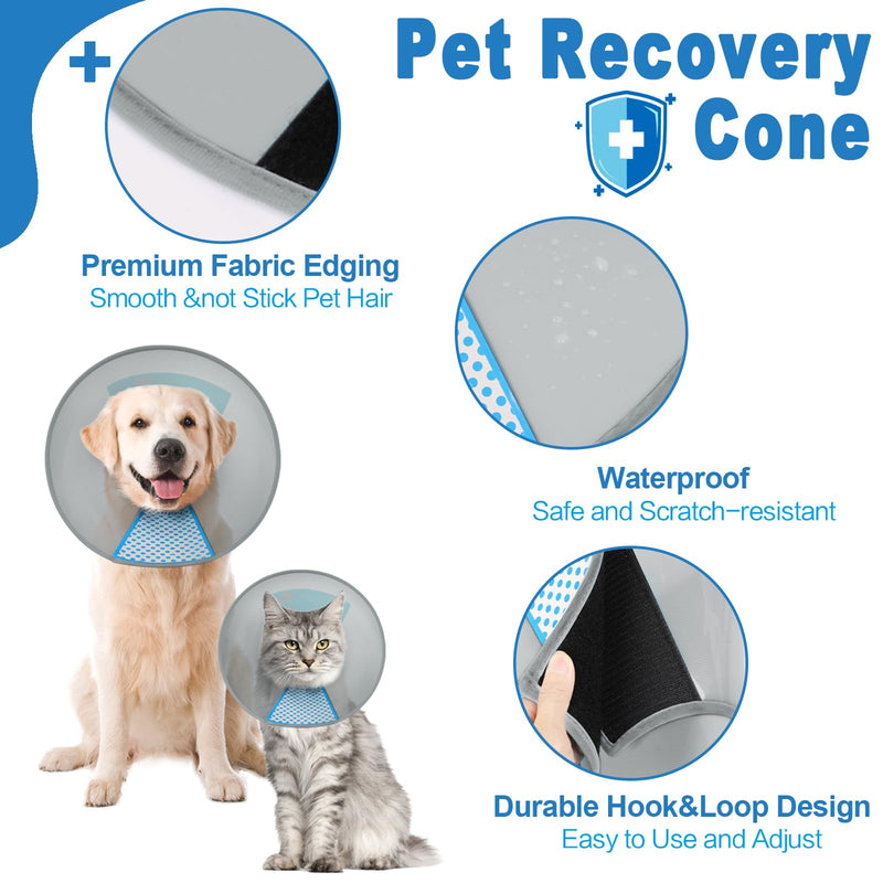 Supet Dog Cone Collar Adjustable After Surgery, Comfortable Pet Recovery Collar & Cone for Large Medium Small Dogs, Elizabethan Dog Neck Collar Plastic Practical Grey XL(Neck: 16~19.5")