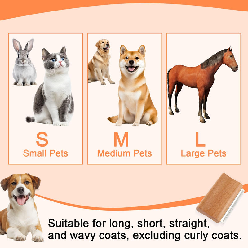 Dog Deshedding Brush, Wooden Pet Kitten Hair Shedding Grooming Brush with Fine Comb Teeth Puppy Kitty Deshedding for Small Medium Large Dog Cat with Long Short Straight and Wavy Fur(Wood Color) - PawsPlanet Australia