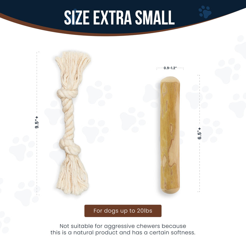 Coffee Wood Dog Chew Sticks 6.5" & Dog Rope Toys for Puppy - 100% Natural Puppy Chew Toys for Teething, Organic Wood Stick Helps with Stress Relief Extra Small - PawsPlanet Australia