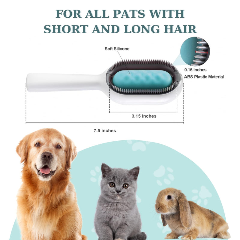 Cat Hair Brush With Water Infused 4 in 1, Pet Grooming Self Cleaning Sticky Brush for Cats, Reusable Cat and Dog Hair Remover with Unique Water Tank Design suitble for every pet hair (blue) blue - PawsPlanet Australia