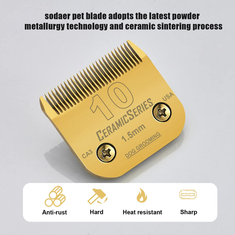 10 Clipper Blade Dog Grooming Compatiblewith Andis Clippers Also Compatible with Wahl Oster Dog Clippers1/16 1.5mm Cut Length,Gold - PawsPlanet Australia