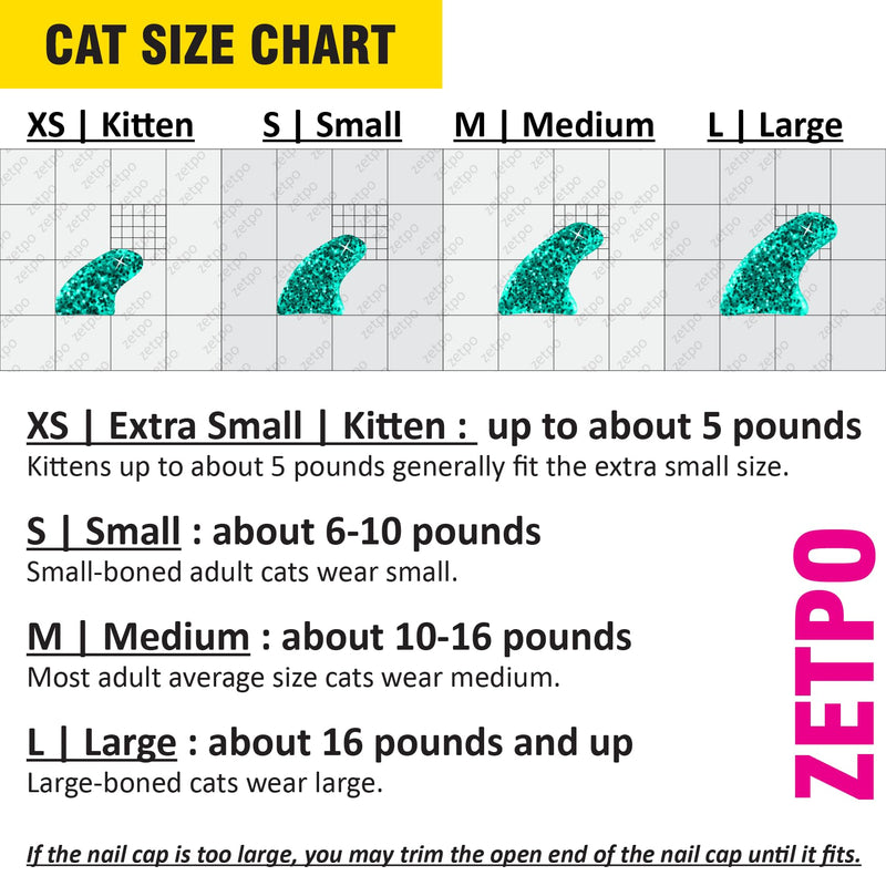 zetpo Glitter Cat Nail Caps | Cat Claw Covers | with Adhesives and Applicators (16x Glitter | 160 pcs, XS) 16x Glitter | 160 Pcs - PawsPlanet Australia