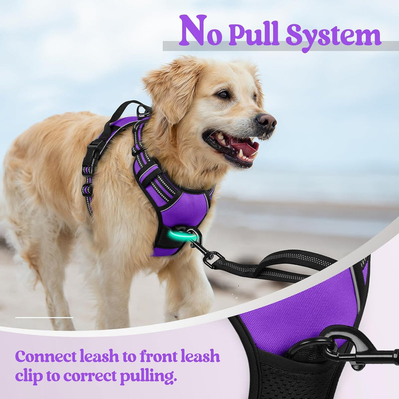 Small Dog Harness, Dog Harness Small Sized Dog, No Pull Pet Harness with 2 Leash Clips, Adjustable Soft Padded Dog Vest Harnesses, Reflective No-Choke Pet Oxford Vest Purple - PawsPlanet Australia